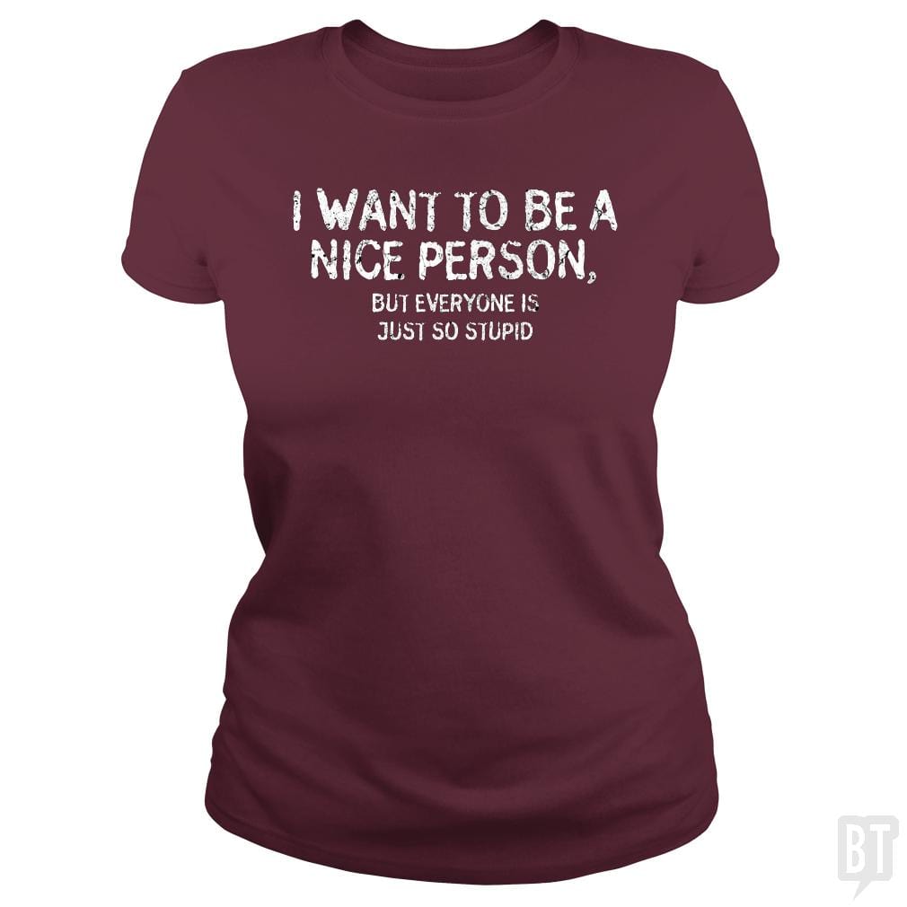 SunFrog-Busted Funky Hippo Classic Ladies Tee / Maroon / S Nice Person