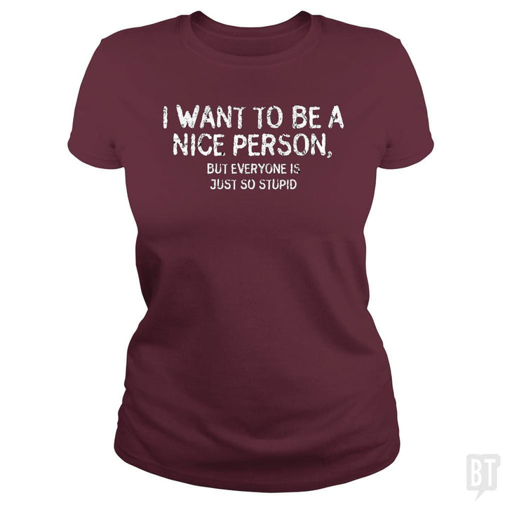 SunFrog-Busted Funky Hippo Classic Ladies Tee / Maroon / S Nice Person