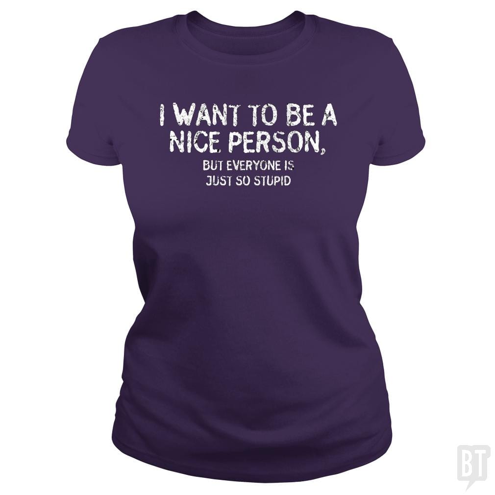 SunFrog-Busted Funky Hippo Classic Ladies Tee / Purple / S Nice Person