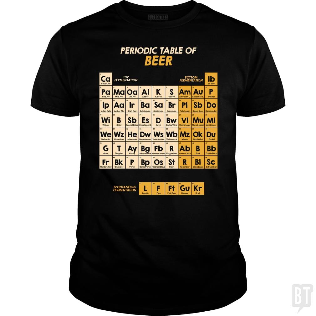 SunFrog-Busted Funky Hippo Classic Guys / Unisex Tee / Black / S Periodic Table Of Beer