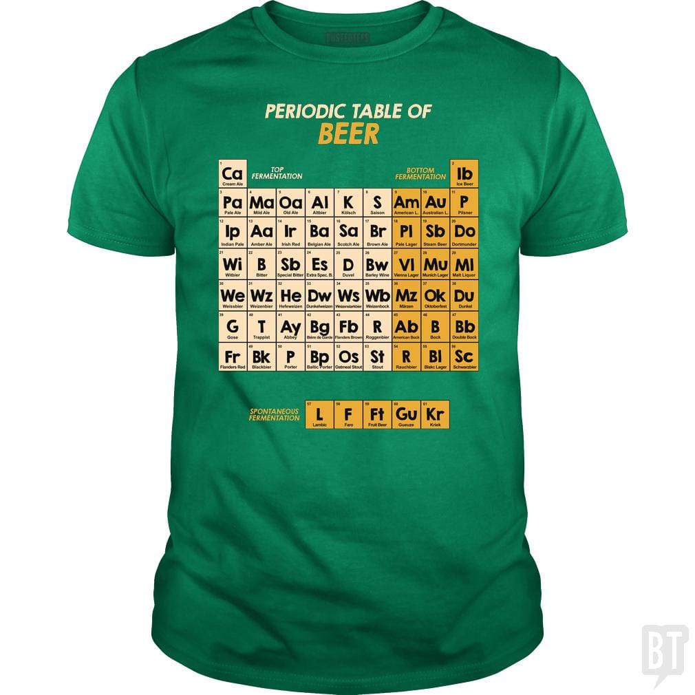 SunFrog-Busted Funky Hippo Classic Guys / Unisex Tee / Irish Green / S Periodic Table Of Beer