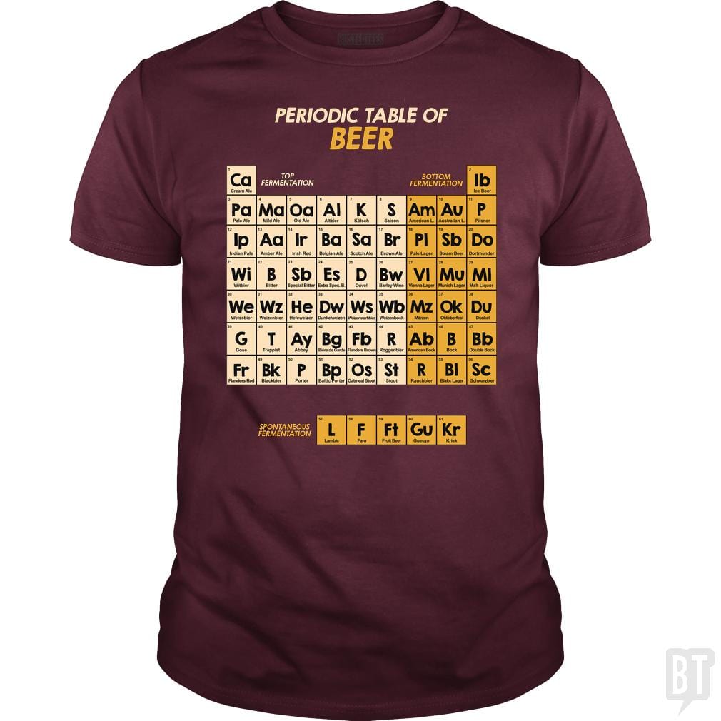 SunFrog-Busted Funky Hippo Classic Guys / Unisex Tee / Maroon / S Periodic Table Of Beer