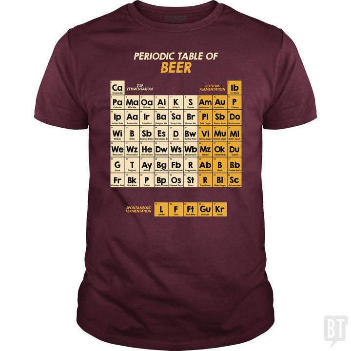 SunFrog-Busted Funky Hippo Classic Guys / Unisex Tee / Maroon / S Periodic Table Of Beer