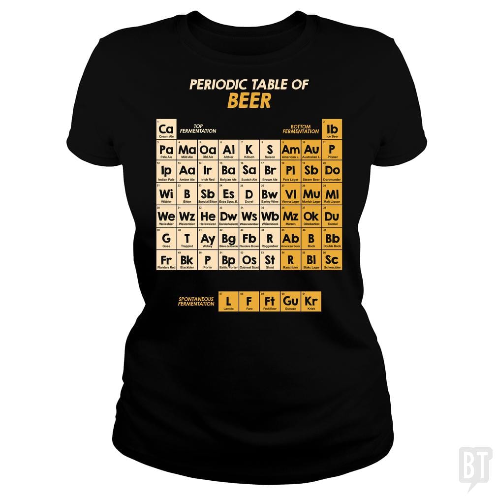 SunFrog-Busted Funky Hippo Classic Ladies Tee / Black / S Periodic Table Of Beer