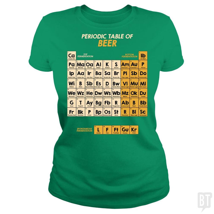 SunFrog-Busted Funky Hippo Classic Ladies Tee / Irish Green / S Periodic Table Of Beer
