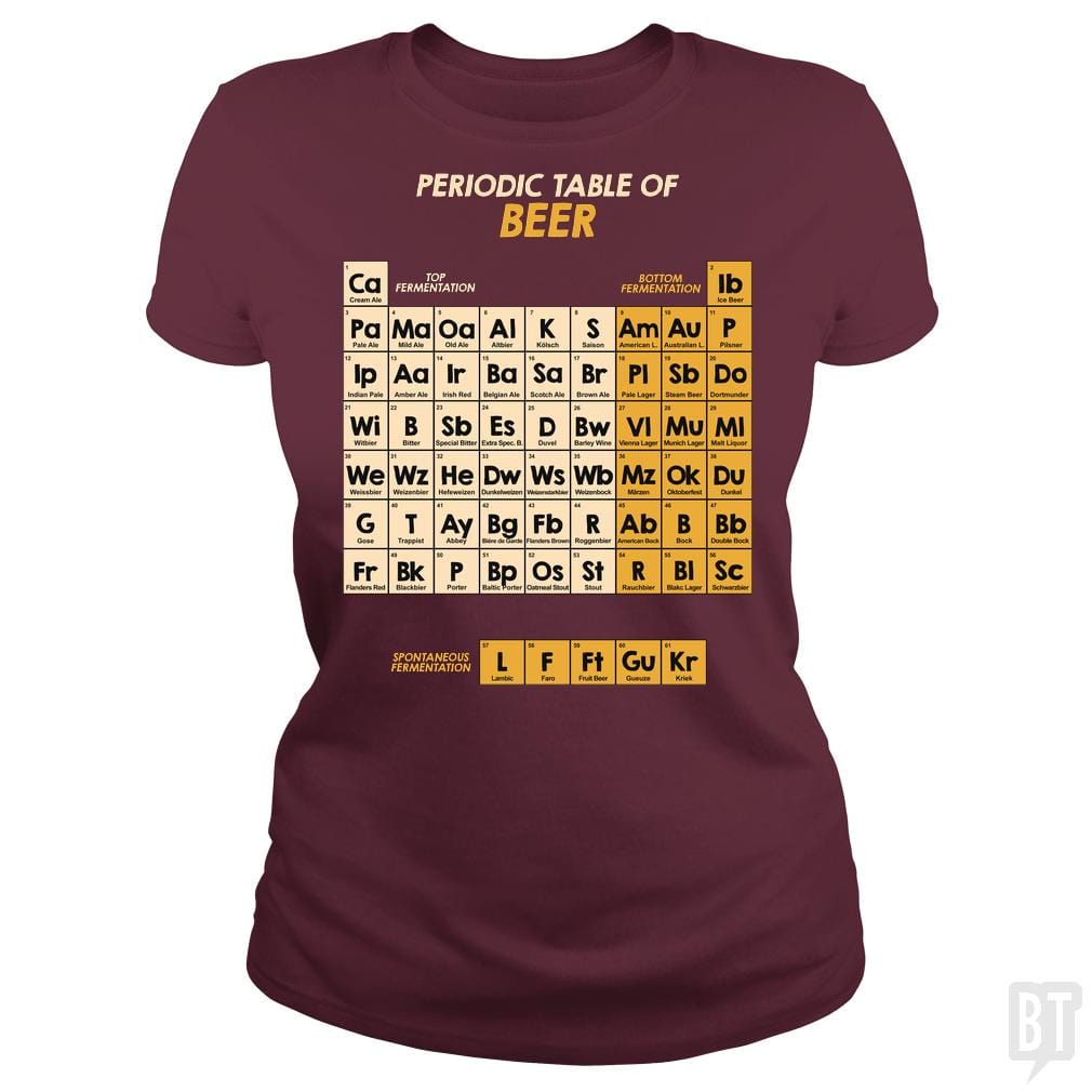 SunFrog-Busted Funky Hippo Classic Ladies Tee / Maroon / S Periodic Table Of Beer