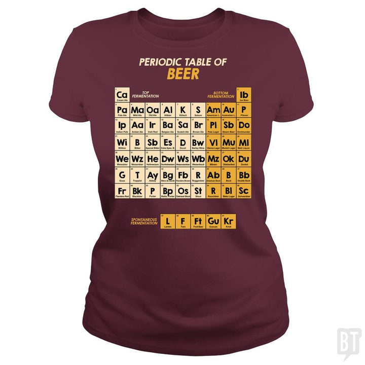 SunFrog-Busted Funky Hippo Classic Ladies Tee / Maroon / S Periodic Table Of Beer