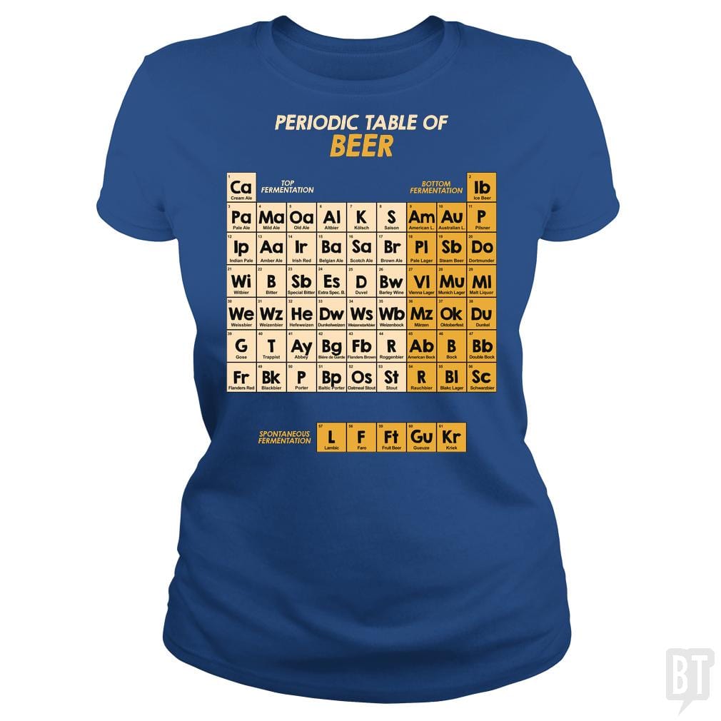 SunFrog-Busted Funky Hippo Classic Ladies Tee / Royal Blue / S Periodic Table Of Beer