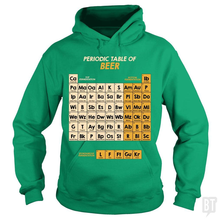 SunFrog-Busted Funky Hippo Hoodie / Irish Green / S Periodic Table Of Beer