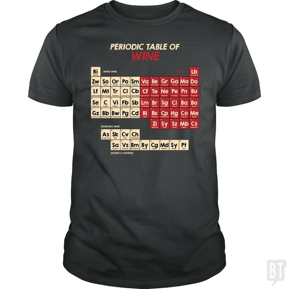 SunFrog-Busted Funky Hippo Classic Guys / Unisex Tee / Dark Heather / S Periodic Table Of Wine