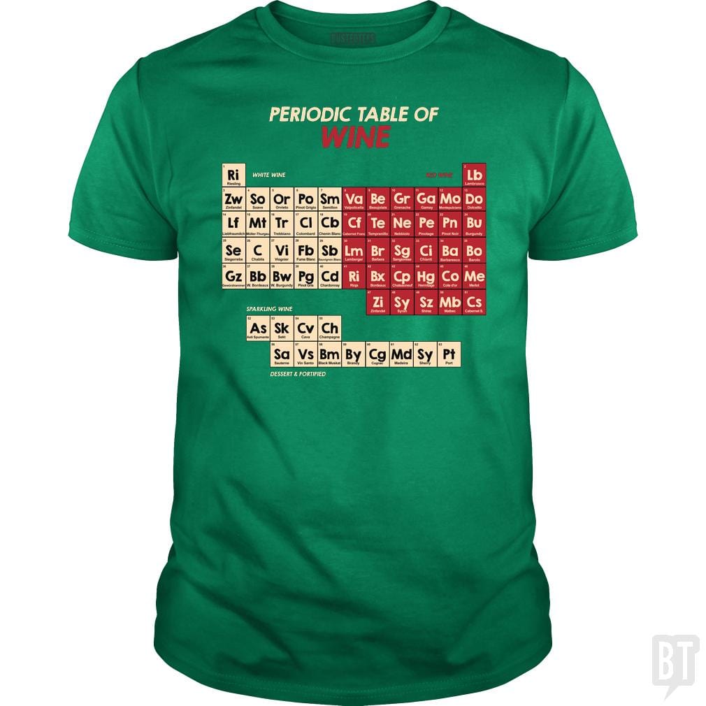 SunFrog-Busted Funky Hippo Classic Guys / Unisex Tee / Irish Green / S Periodic Table Of Wine