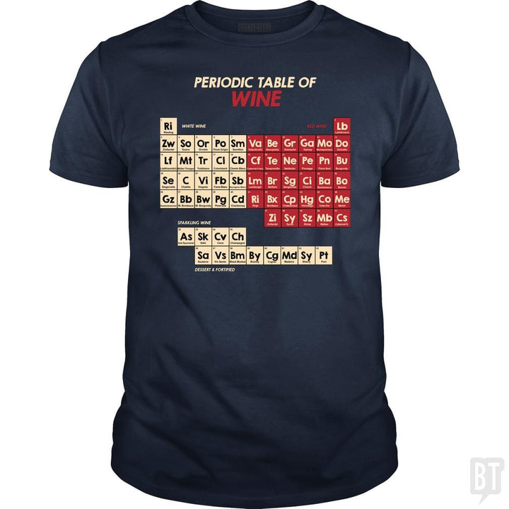 SunFrog-Busted Funky Hippo Classic Guys / Unisex Tee / Navy Blue / S Periodic Table Of Wine