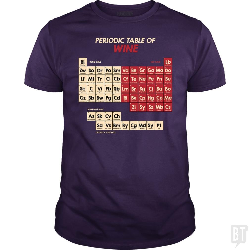 SunFrog-Busted Funky Hippo Classic Guys / Unisex Tee / Purple / S Periodic Table Of Wine