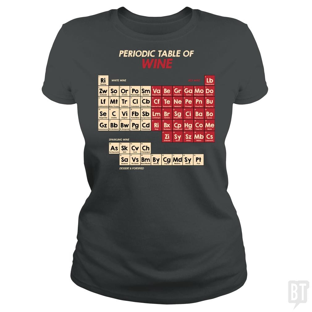 SunFrog-Busted Funky Hippo Classic Ladies Tee / Dark Heather / S Periodic Table Of Wine