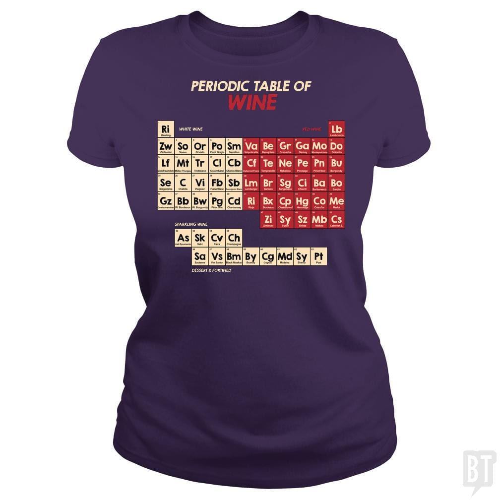 SunFrog-Busted Funky Hippo Classic Ladies Tee / Purple / S Periodic Table Of Wine