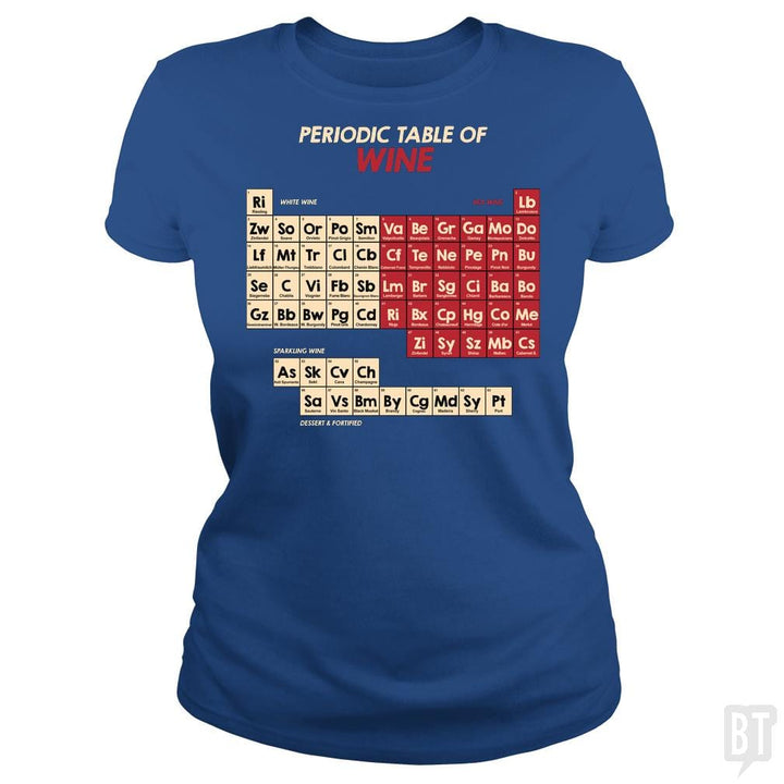 SunFrog-Busted Funky Hippo Classic Ladies Tee / Royal Blue / S Periodic Table Of Wine