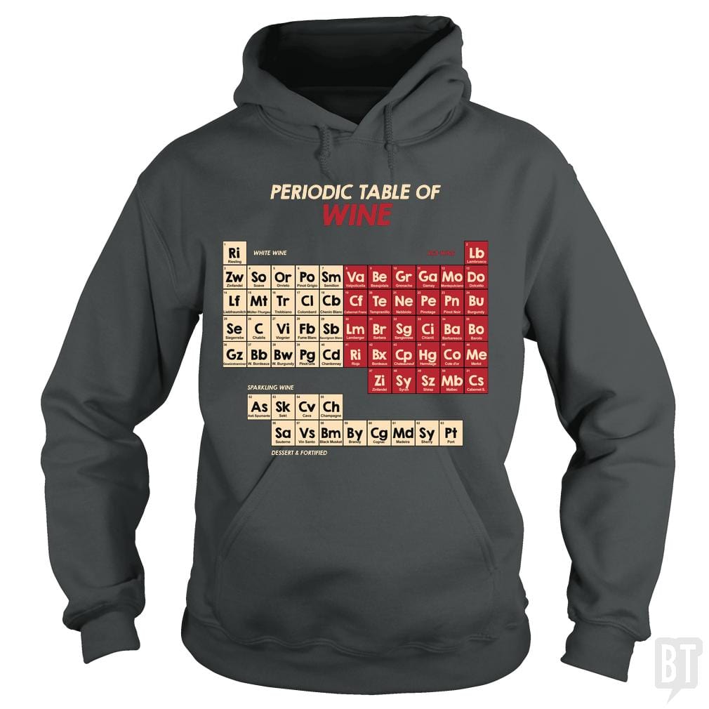 SunFrog-Busted Funky Hippo Hoodie / Dark Heather / S Periodic Table Of Wine