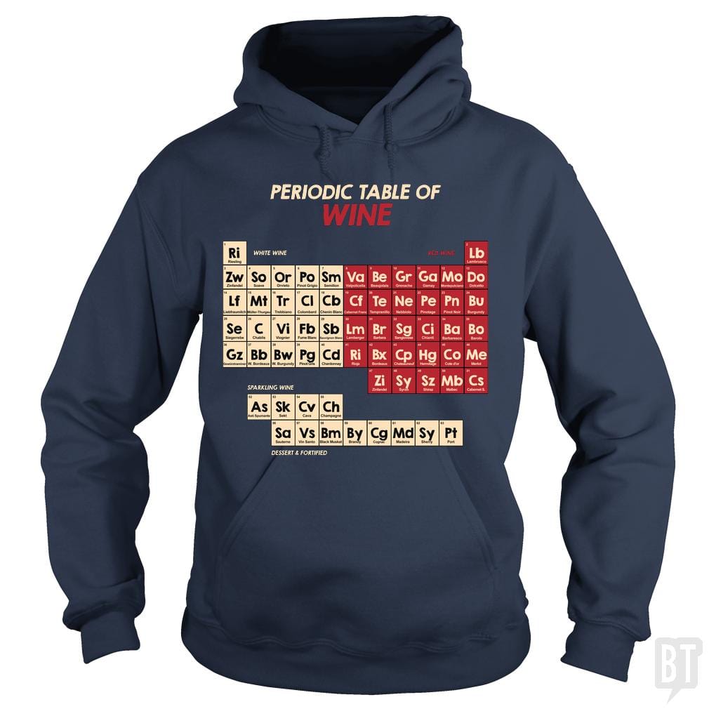 SunFrog-Busted Funky Hippo Hoodie / Navy Blue / S Periodic Table Of Wine