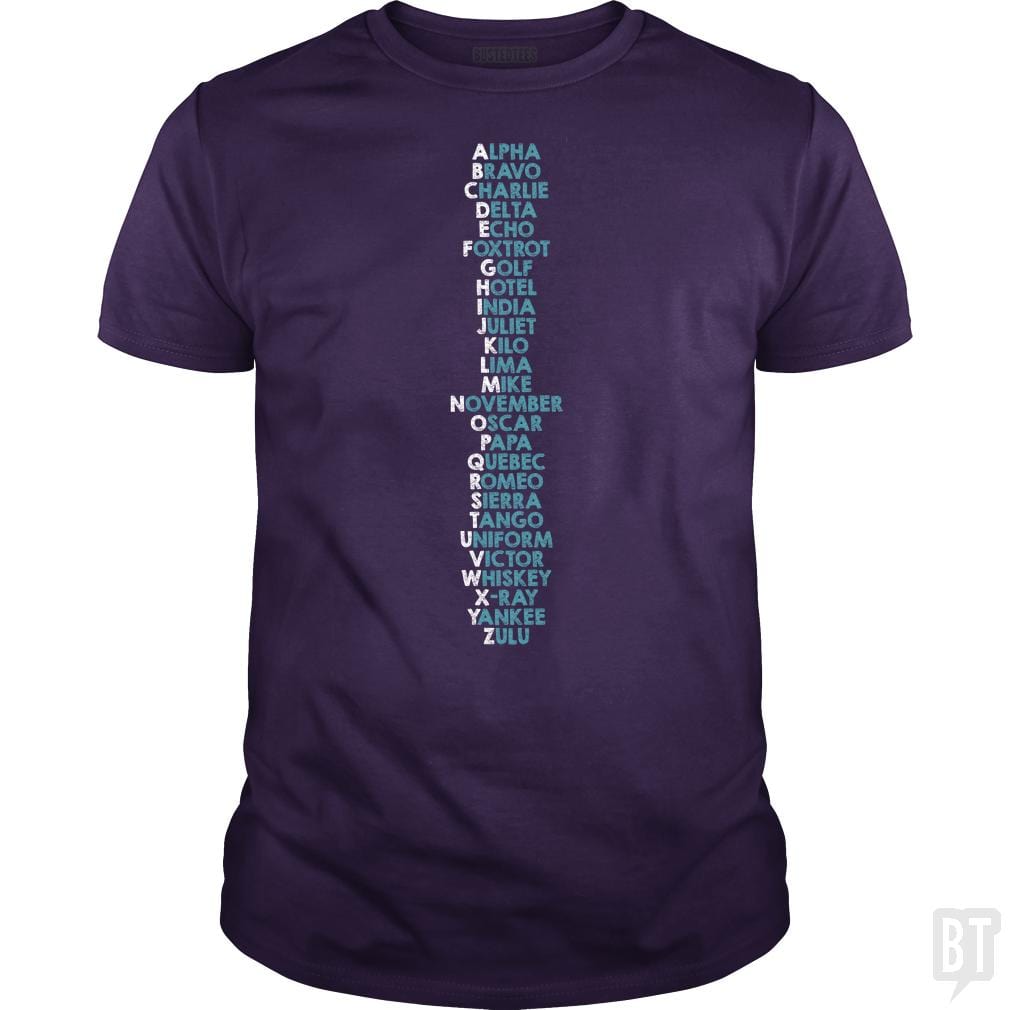 SunFrog-Busted Funky Hippo Classic Guys / Unisex Tee / Purple / S Phonetic Alphabet