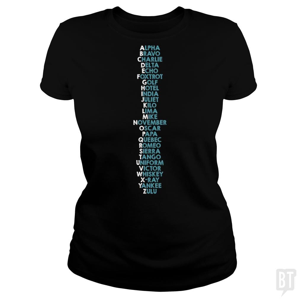 SunFrog-Busted Funky Hippo Classic Ladies Tee / Black / S Phonetic Alphabet