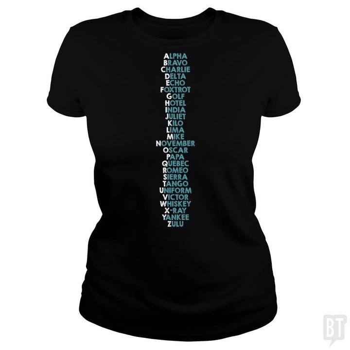 SunFrog-Busted Funky Hippo Classic Ladies Tee / Black / S Phonetic Alphabet