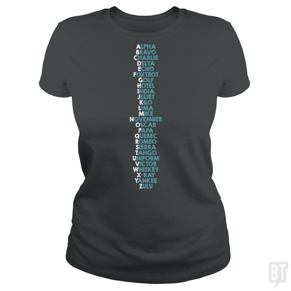SunFrog-Busted Funky Hippo Classic Ladies Tee / Dark Heather / S Phonetic Alphabet