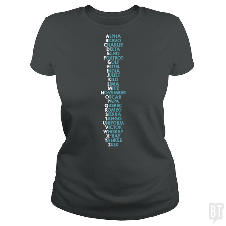 SunFrog-Busted Funky Hippo Classic Ladies Tee / Dark Heather / S Phonetic Alphabet
