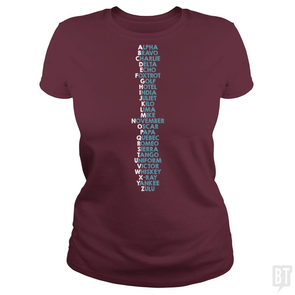 SunFrog-Busted Funky Hippo Classic Ladies Tee / Maroon / S Phonetic Alphabet