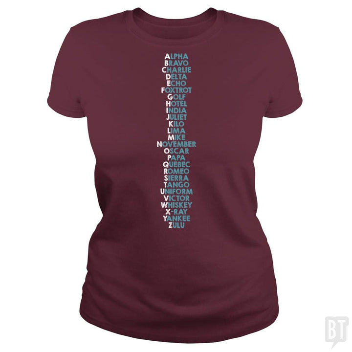 SunFrog-Busted Funky Hippo Classic Ladies Tee / Maroon / S Phonetic Alphabet