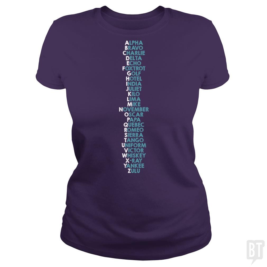 SunFrog-Busted Funky Hippo Classic Ladies Tee / Purple / S Phonetic Alphabet