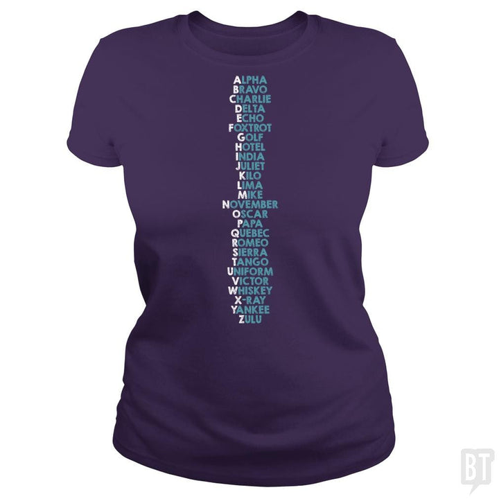SunFrog-Busted Funky Hippo Classic Ladies Tee / Purple / S Phonetic Alphabet