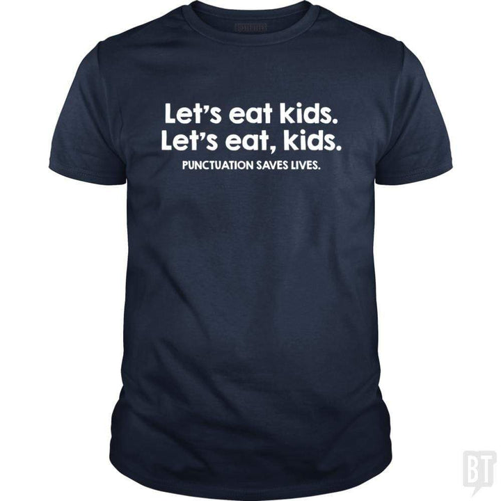 SunFrog-Busted Funky Hippo Classic Guys / Unisex Tee / Navy Blue / S Punctuation Saves Lives