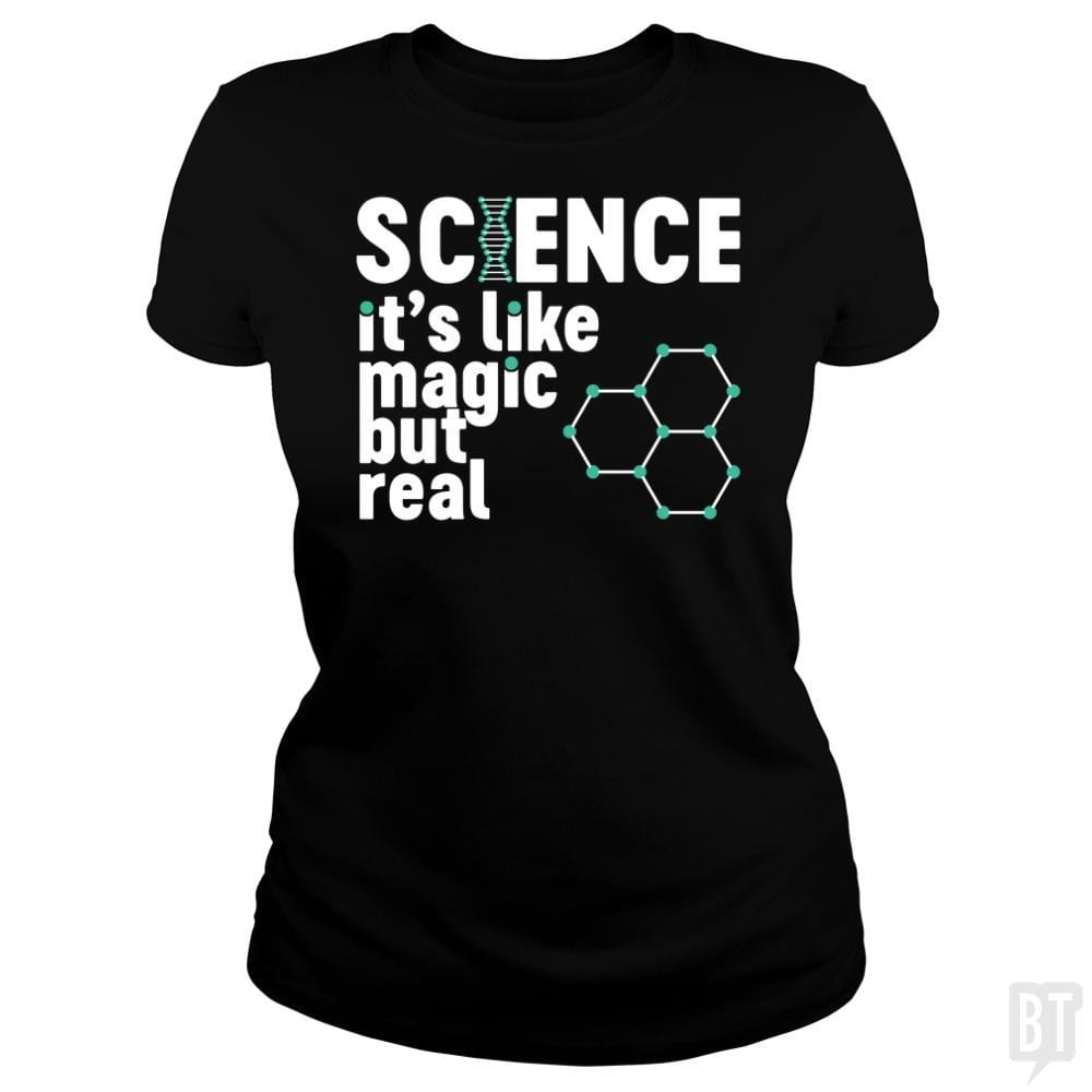 SunFrog-Busted Funky Hippo Classic Ladies Tee / Black / S Science Magic