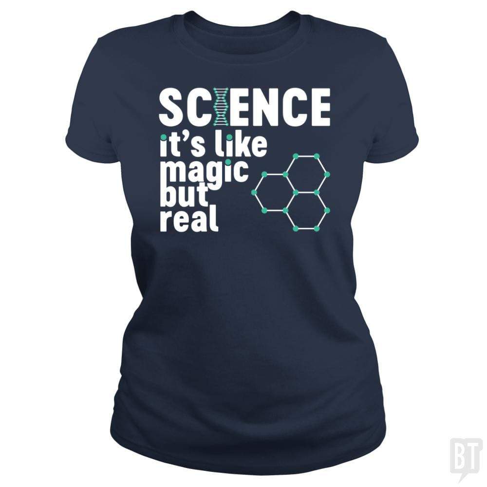 SunFrog-Busted Funky Hippo Classic Ladies Tee / Navy Blue / S Science Magic