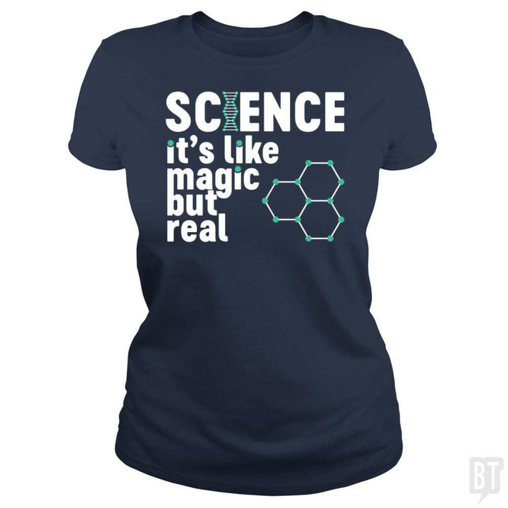 SunFrog-Busted Funky Hippo Classic Ladies Tee / Navy Blue / S Science Magic