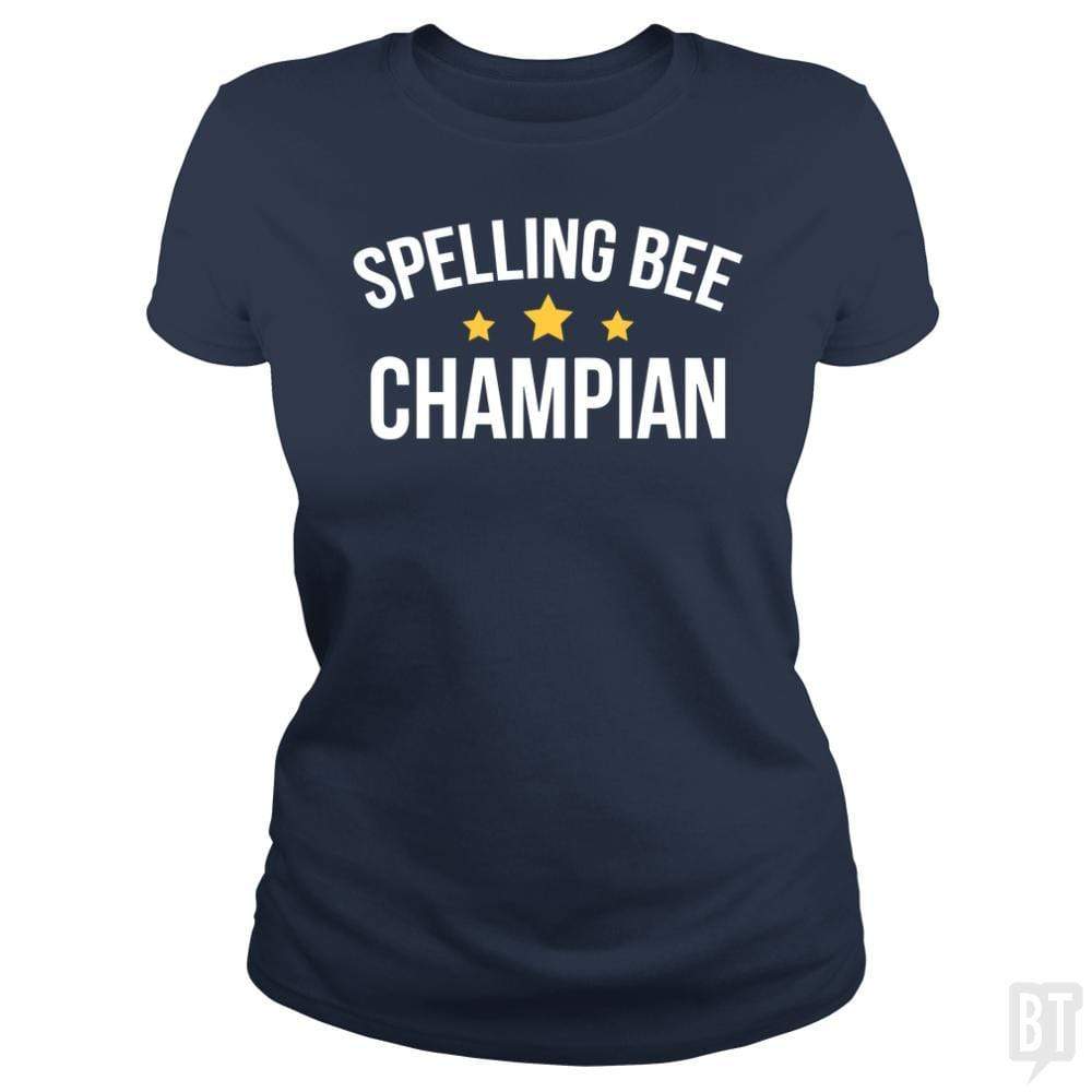 SunFrog-Busted Funky Hippo Classic Ladies Tee / Navy Blue / S Spelling Bee Champion