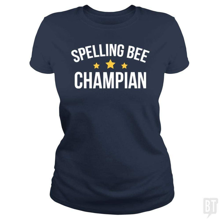 SunFrog-Busted Funky Hippo Classic Ladies Tee / Navy Blue / S Spelling Bee Champion