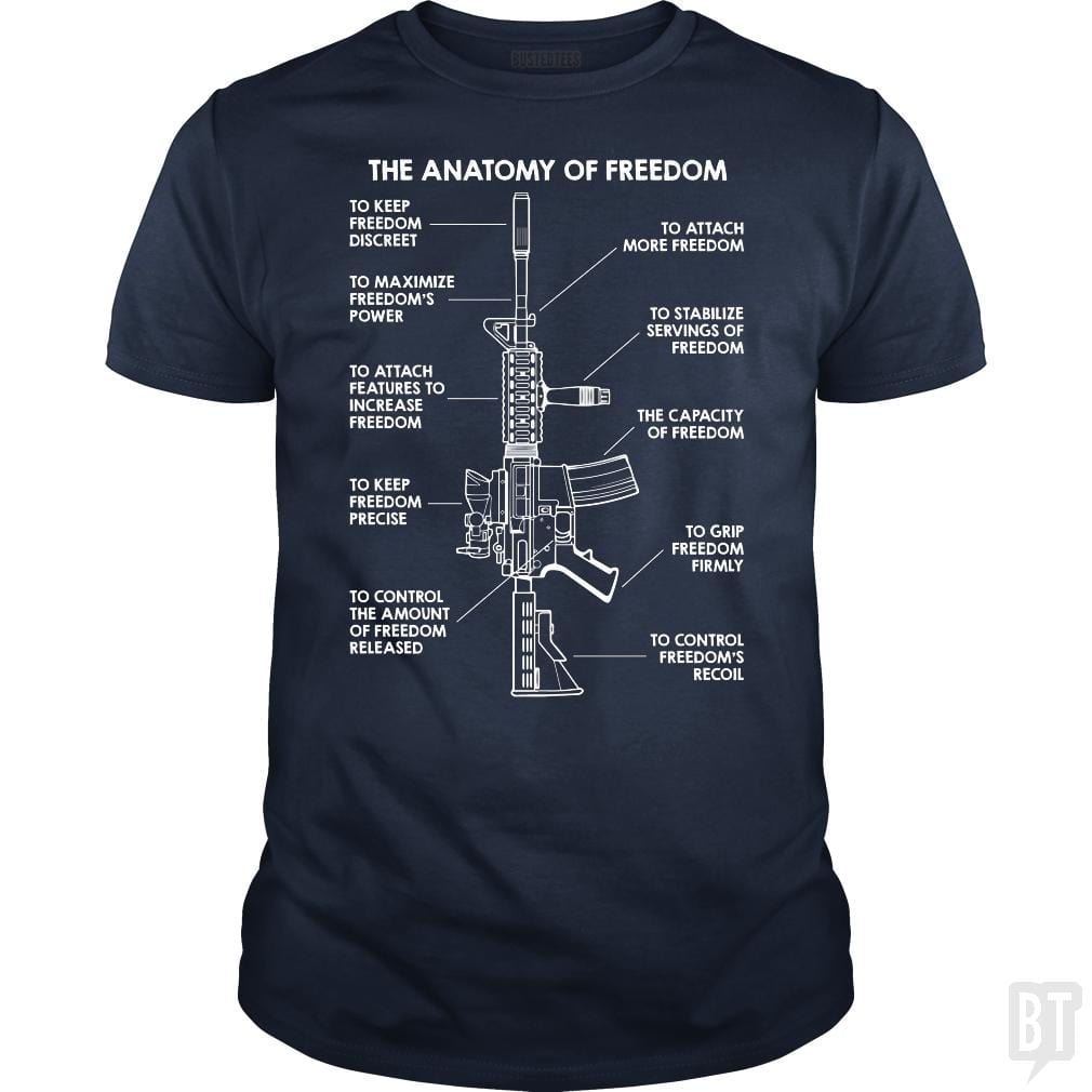 SunFrog-Busted Funky Hippo Classic Guys / Unisex Tee / Navy Blue / S The Anatomy Of Freedom