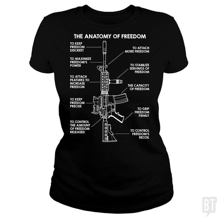 SunFrog-Busted Funky Hippo Classic Ladies Tee / Black / S The Anatomy Of Freedom