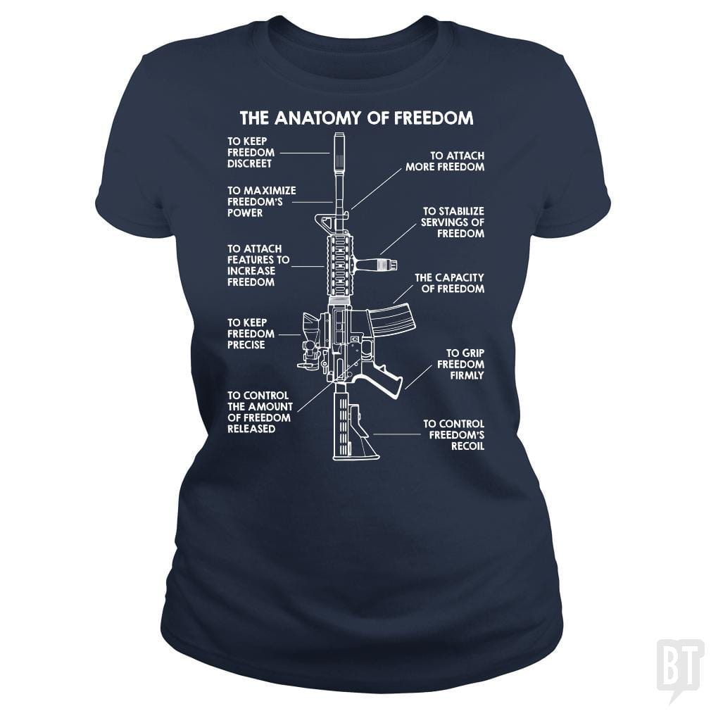 SunFrog-Busted Funky Hippo Classic Ladies Tee / Navy Blue / S The Anatomy Of Freedom