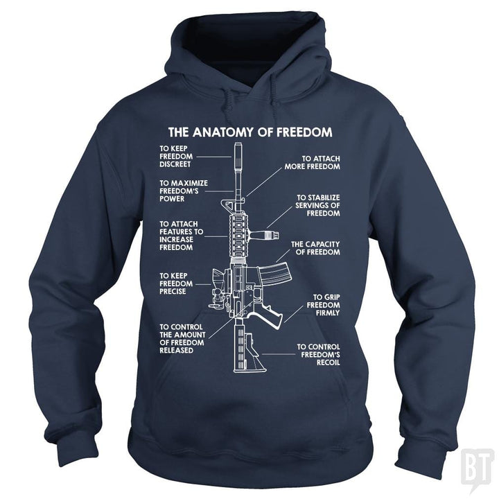 SunFrog-Busted Funky Hippo Hoodie / Navy Blue / S The Anatomy Of Freedom