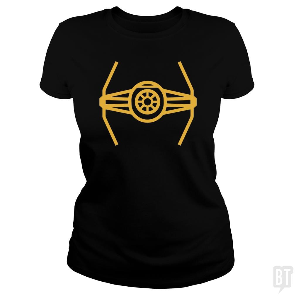 SunFrog-Busted Funky Hippo Classic Ladies Tee / Black / S TIE Fighter