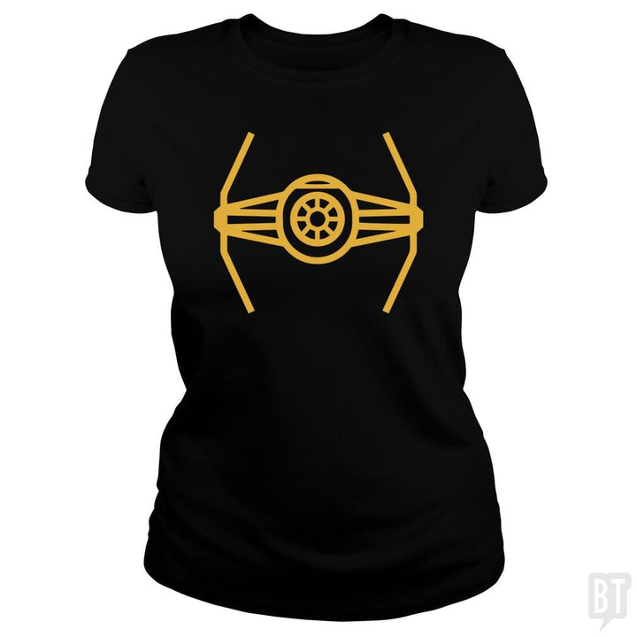 SunFrog-Busted Funky Hippo Classic Ladies Tee / Black / S TIE Fighter