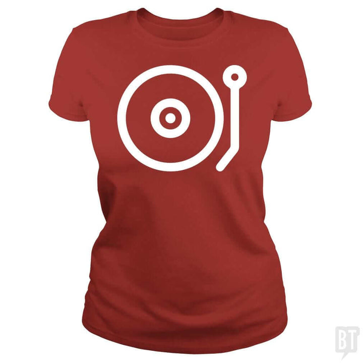 SunFrog-Busted Funky Hippo Classic Ladies Tee / Red / S Turntable Music