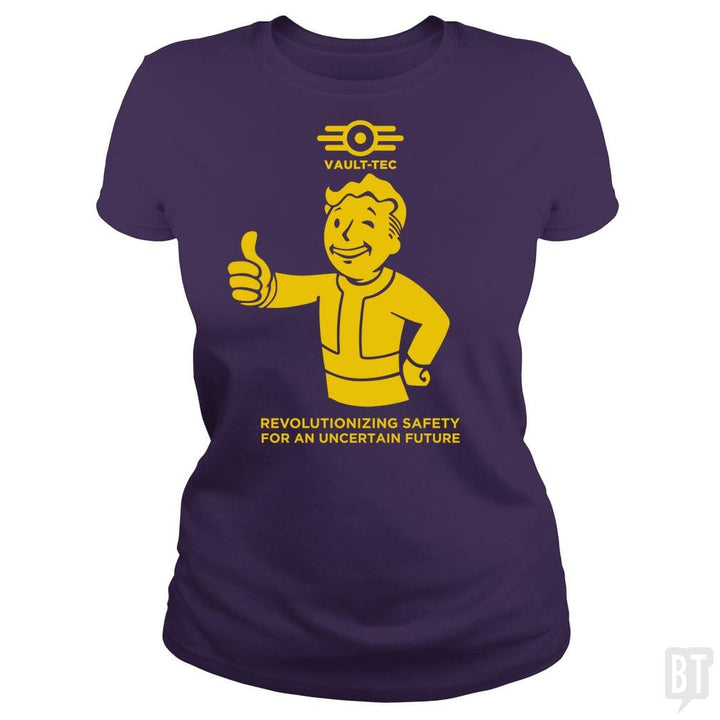 SunFrog-Busted Funky Hippo Classic Ladies Tee / Purple / S Vault-Tec