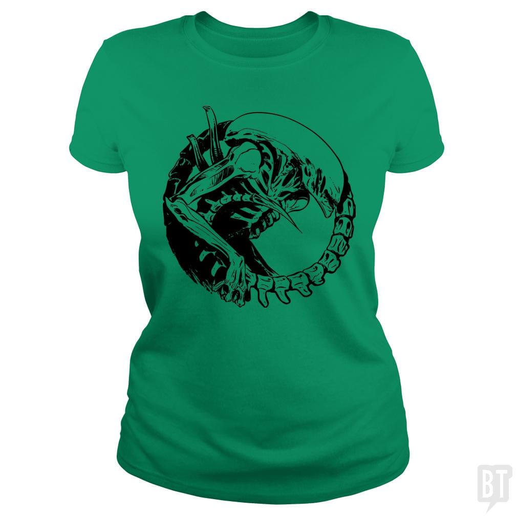 SunFrog-Busted Funky Hippo Classic Ladies Tee / Irish Green / S Xenomorph