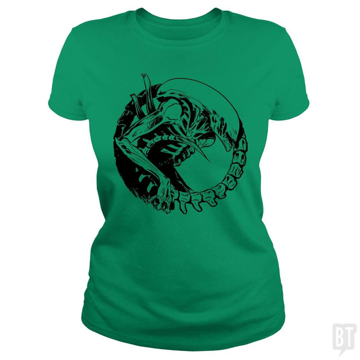 SunFrog-Busted Funky Hippo Classic Ladies Tee / Irish Green / S Xenomorph