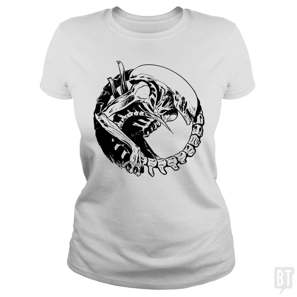 SunFrog-Busted Funky Hippo Classic Ladies Tee / White / S Xenomorph