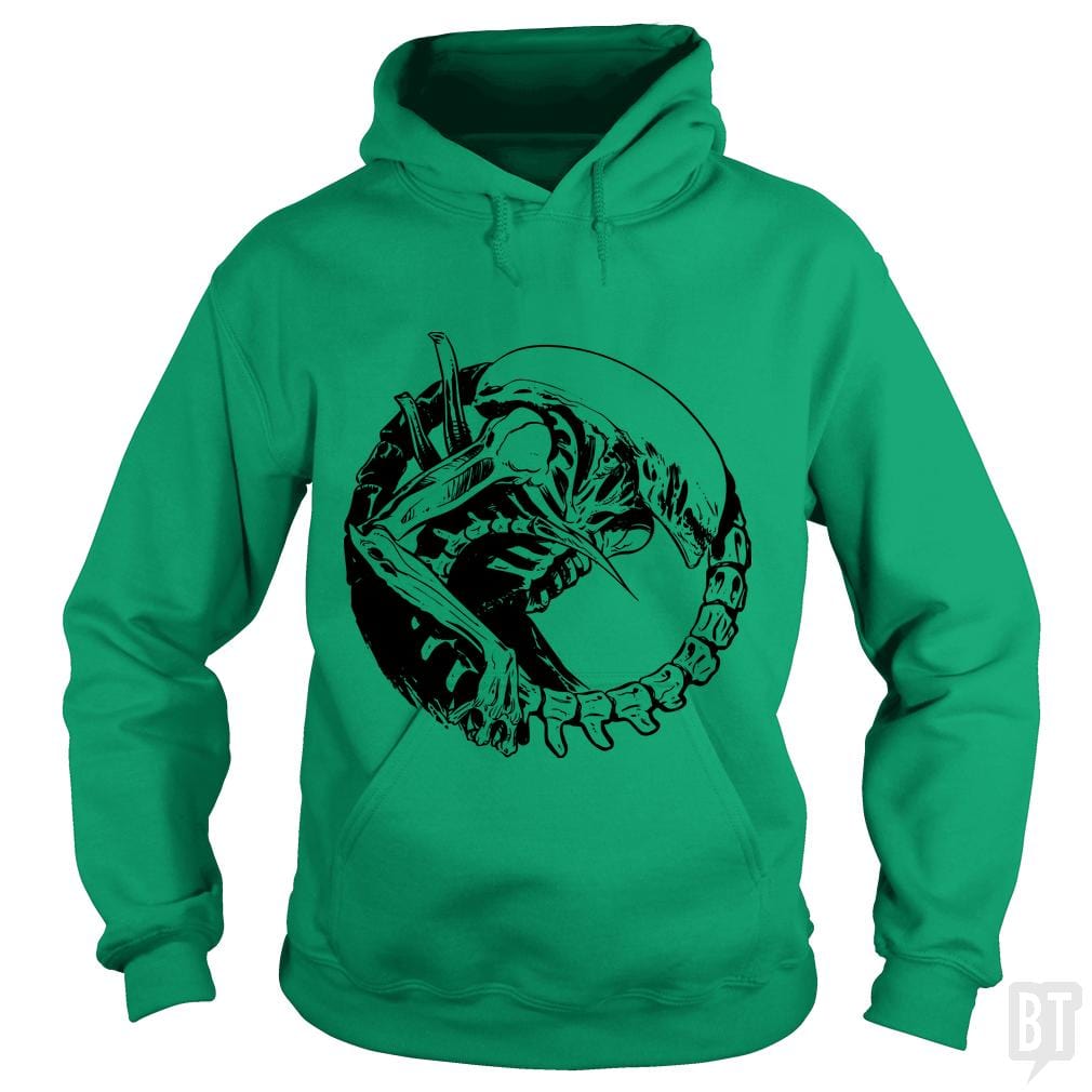 SunFrog-Busted Funky Hippo Hoodie / Irish Green / S Xenomorph