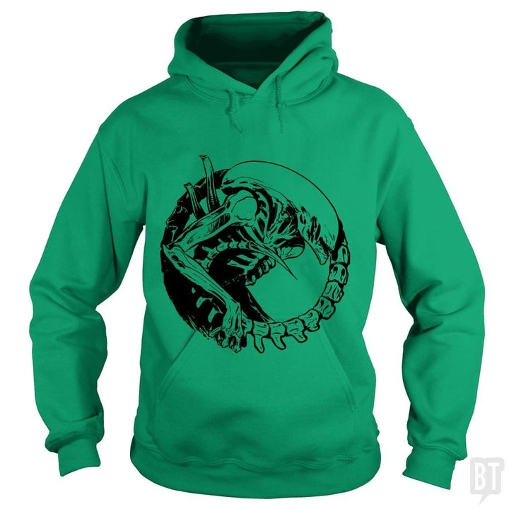 SunFrog-Busted Funky Hippo Hoodie / Irish Green / S Xenomorph